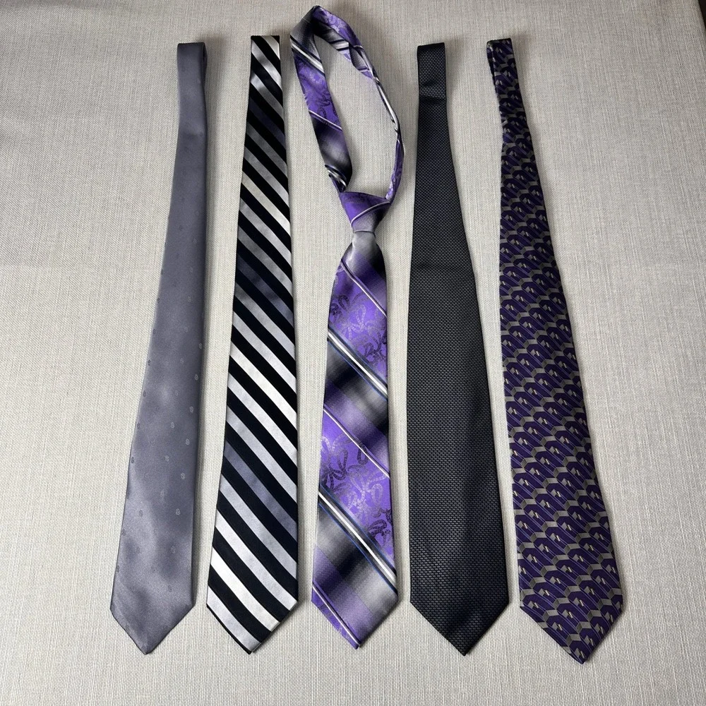 Vintage Classic Purple Grey Necktie Bundle Hennessy George Van Heusen Bill Blass